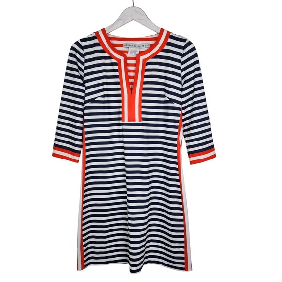Gretchen Scott Designs Dresses & Skirts - GRETCHEN SCOTT Dress Womens Small Striped 3/4 Sleeve Nautical Preppy Casual